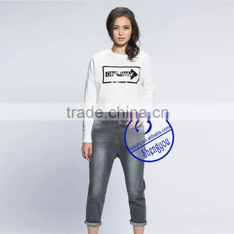 2015 wholesale high quality new design custom womens printed sweatshirts