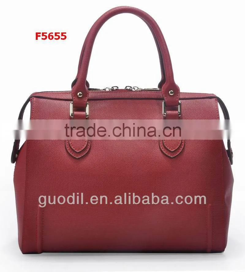 Texture leather in hot red color for SS15 ladies promotion handbags