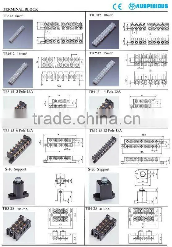 25mm2 12 Poles PVC Strip Terminal Block (TB2512)