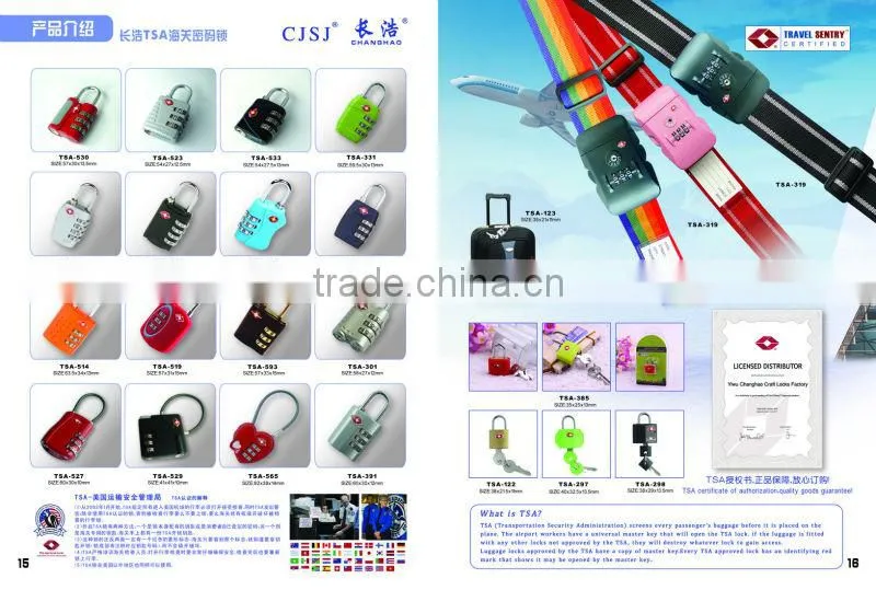 TSA529 3 Dial wholesale travel Zinc alloy TSA luggage lock