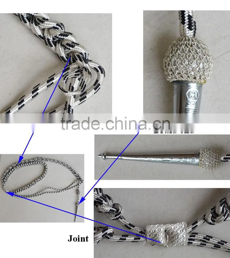 Metallic yarn silver military uniform braid
