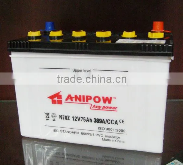 12V 75Ah Dry Charged Car Battery N70Z for Africa Market