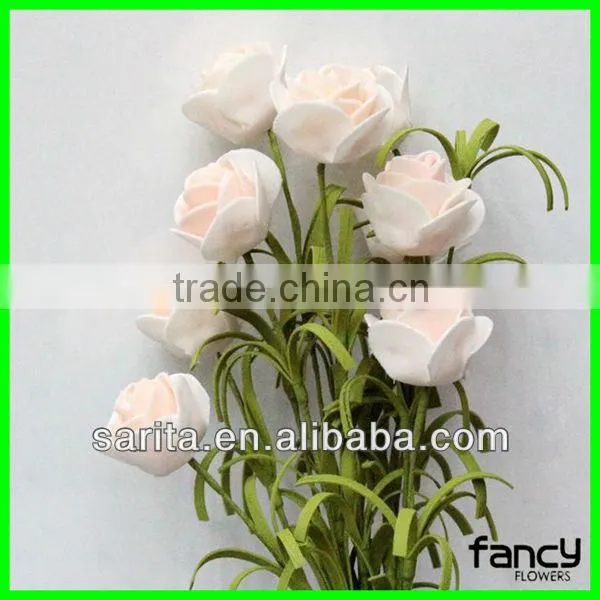 good quality cheap artificial foam flowers rose with 10 pcs