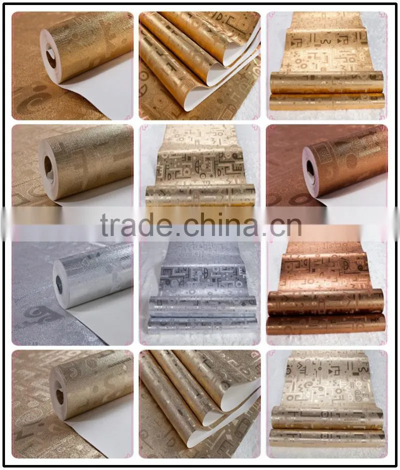 2015 luxury metallic silver aluminum glitter leaf gold wallpaper gold foil wallpaper