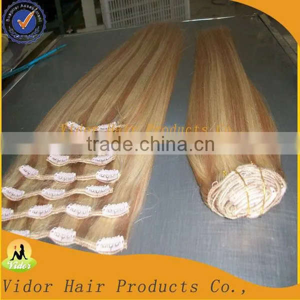 Remy clip in hair extension/top quality full head clip in hair Extensions