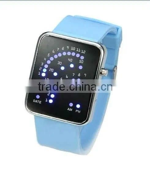 Popular Lady Women Girl Fan shape Led Sport Silicone Digital Date White Gift Wrist Watches