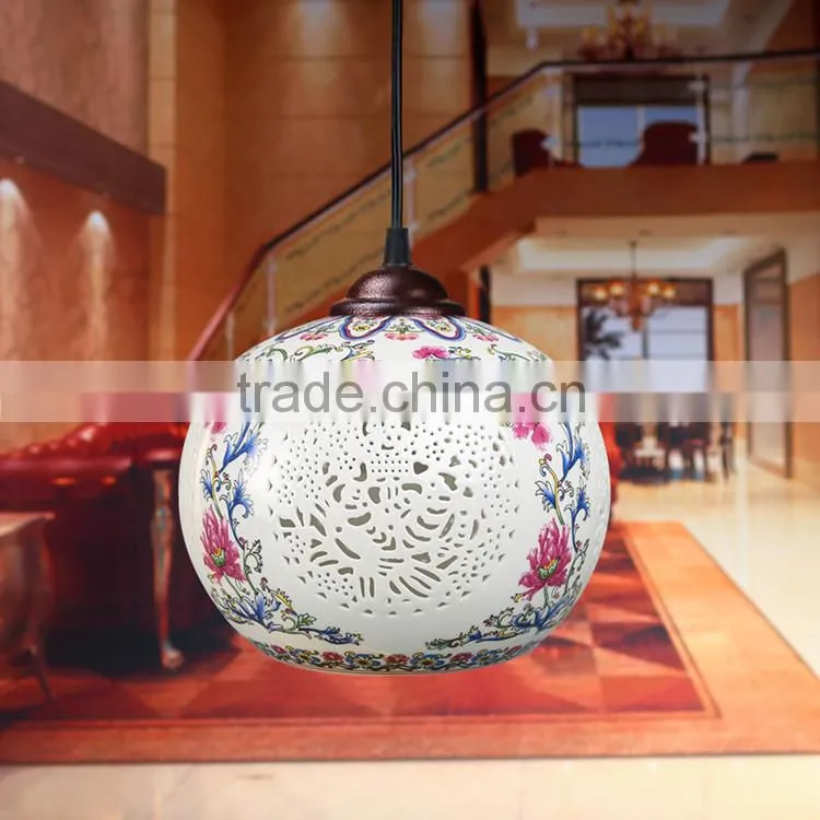 Jingdezhen hollow Pastel led living room furniture pendant lights