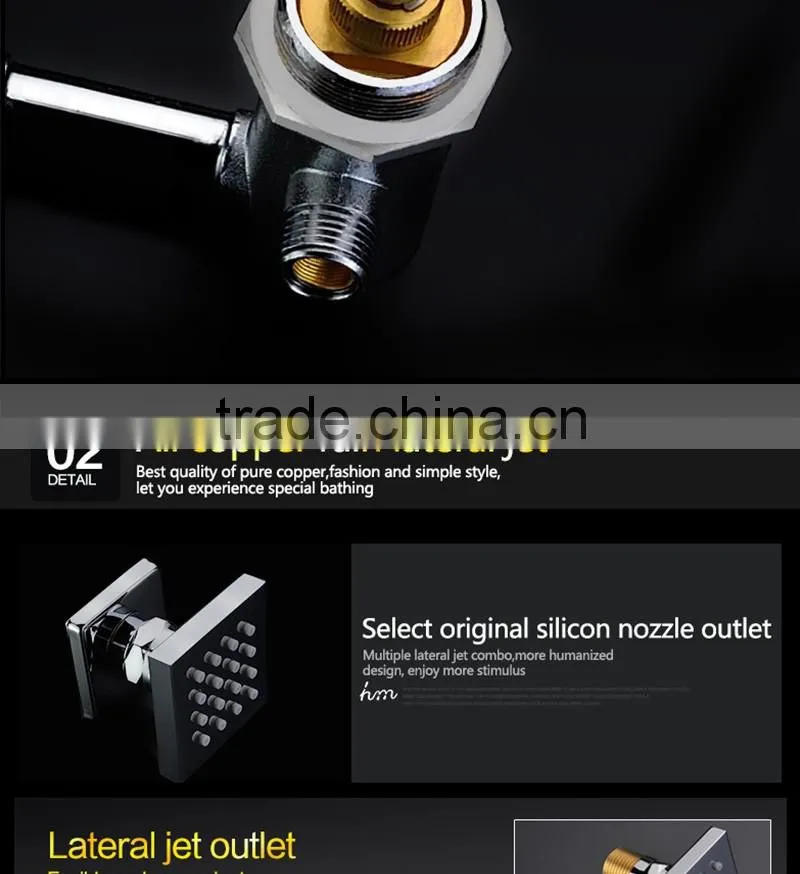 led shower complete set 3 Way in wall thermostatic shower faucet with 360*500mm electric shower + 6 pcs massage body jets