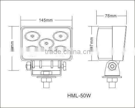 Cheap Price 5.7" Rectangle 50W Led Work Light, Offroad Truck 50W Led Work Light