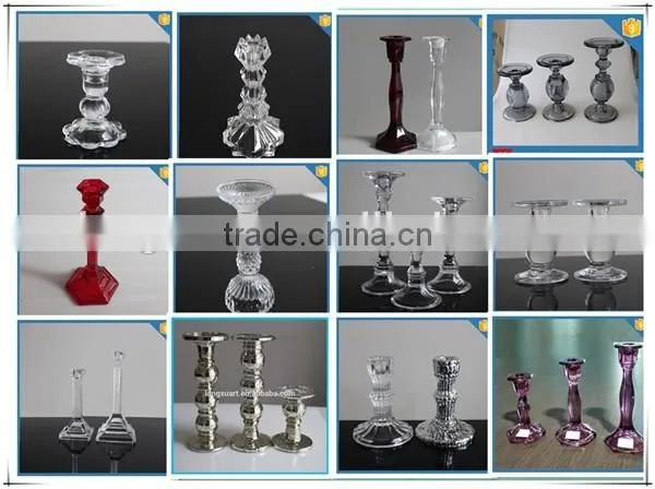 LX-A004 hand painted pressed octagonal bottom glass taper candle holder
