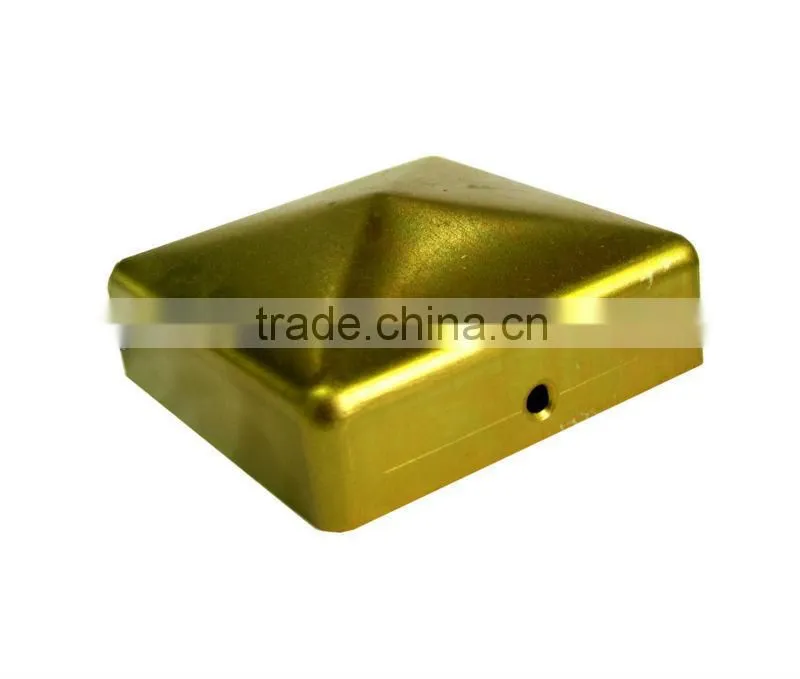 yellow galvanized steel fence post cap