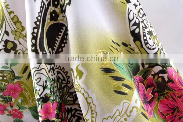 Mulinsen Textile Woven print polyester shiny stretch satin fabric
