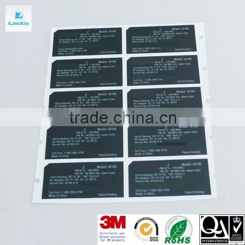 Die cut fire resistant plastic PC sticker