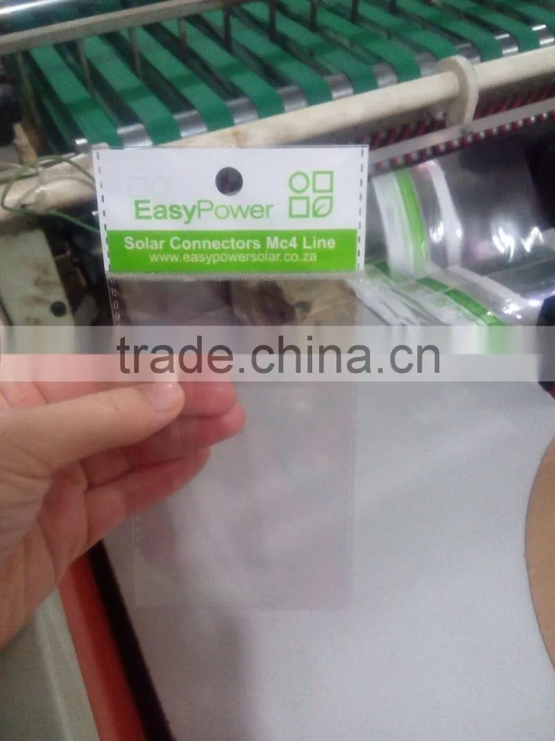 Plastic BOPP Electronic Accessories Packaging Bag With Haning Header And Self Adhesive Tape