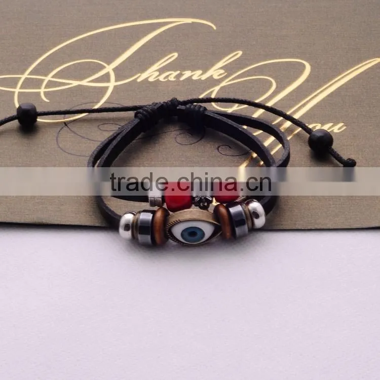 >>2016 hot sale Korean style bracelets men punk style vintage women multilayer handmade wave leather bracelets lover bracelets /