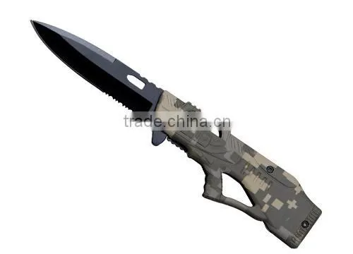 Gun Shape Pattern Military Green Color Outdoor Knife