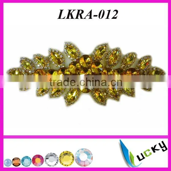 Hot Selling New Design LKRA-014 bridal appliques Rhinestone appliques for wedding dress