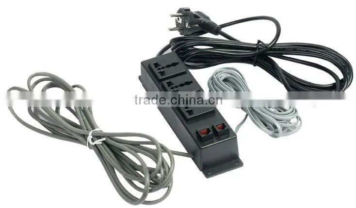 European 3 outlets with phone ,data wires power socket