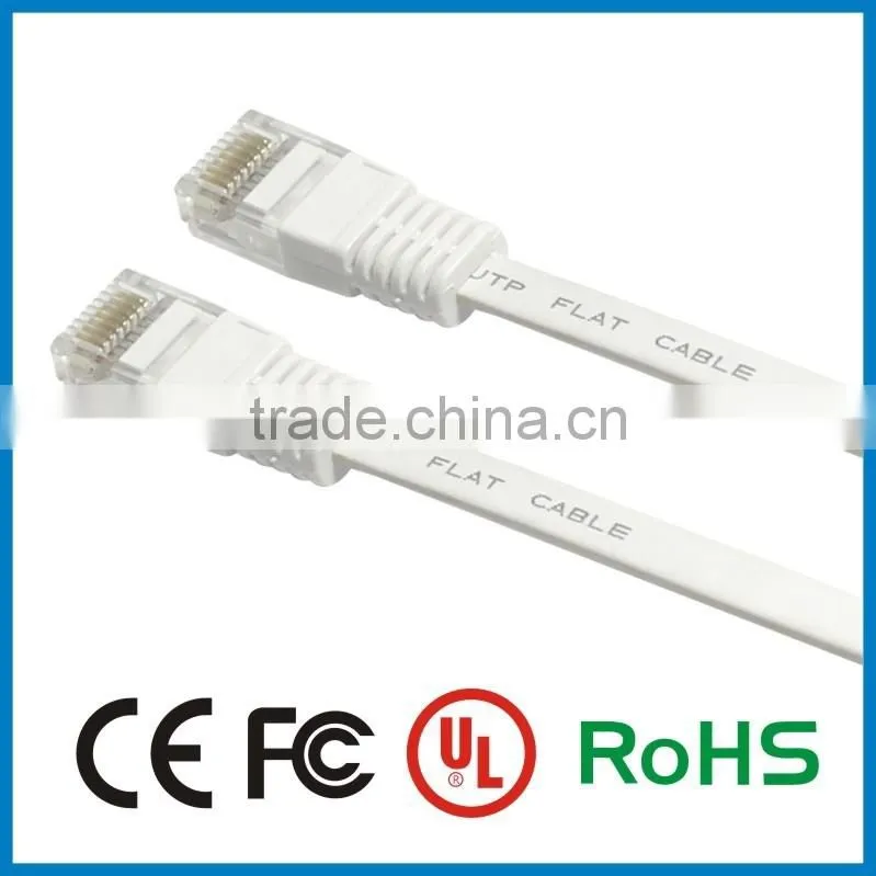 Shenzhen high quality 4p 32awg 7/0.08 copper wire cat5e utp flat cable with rj45 connector