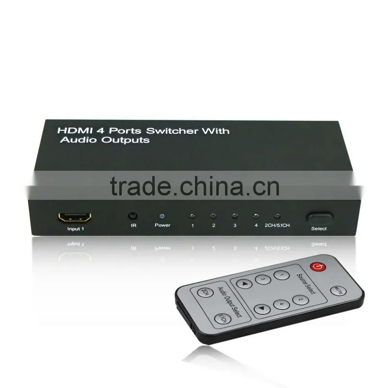 HDMI Switcher 4 input 1 output with Audio Support 3D coaxial toslink stereo 3.5mm audio