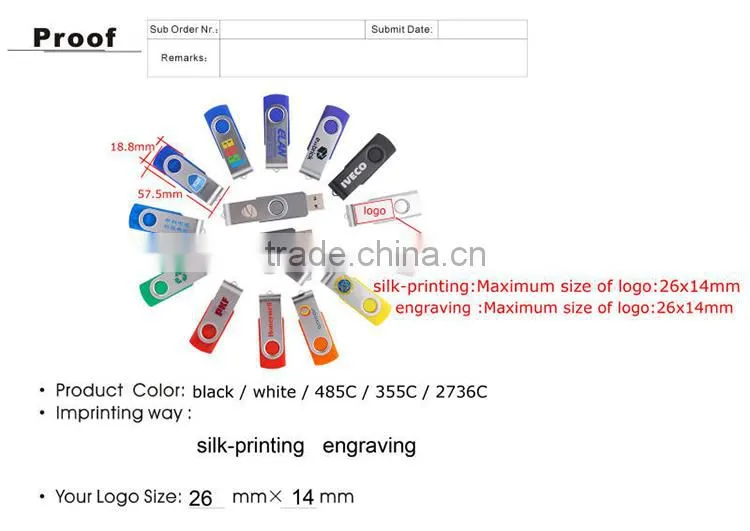 Customized USB drive swivel USB flash drives , 32GB USB flash drives