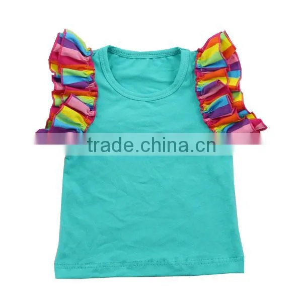 New style fashion girl's shirt summer cotton sleeveless baby ruffle T-shirt toddler girls T-shirt