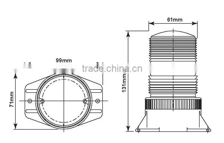 12v 24 80v 110v Amber led strobe beacon