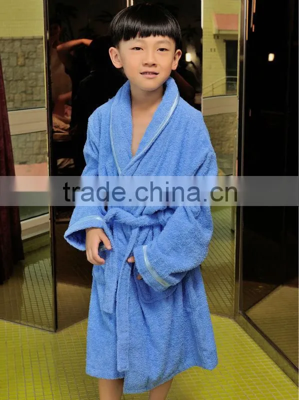 promotional 100 cotton good quality kids bathrobe with light lace