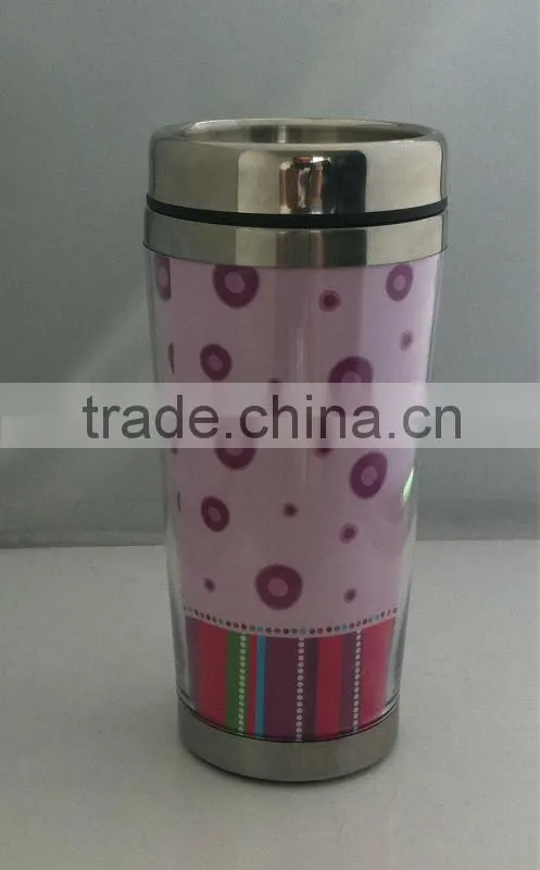 cute double wall plastic travel advertising mug