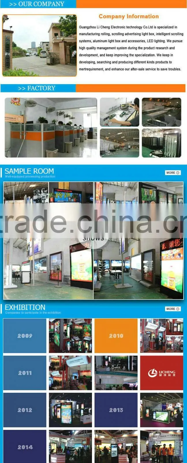 Different Size Aluminum Snap Frame Led Light Boxes