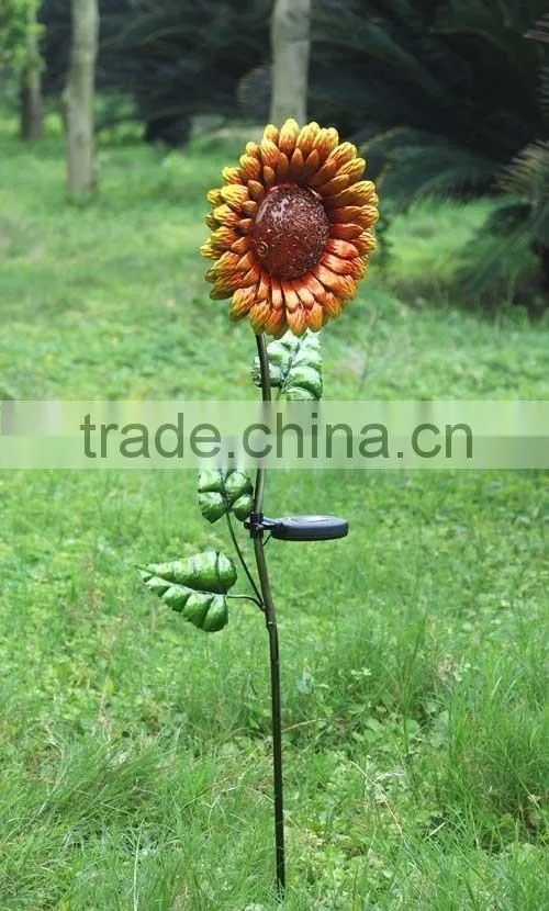 metal sunflower solar garden light