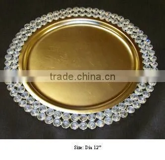 Crystal gold silver bead charger plate