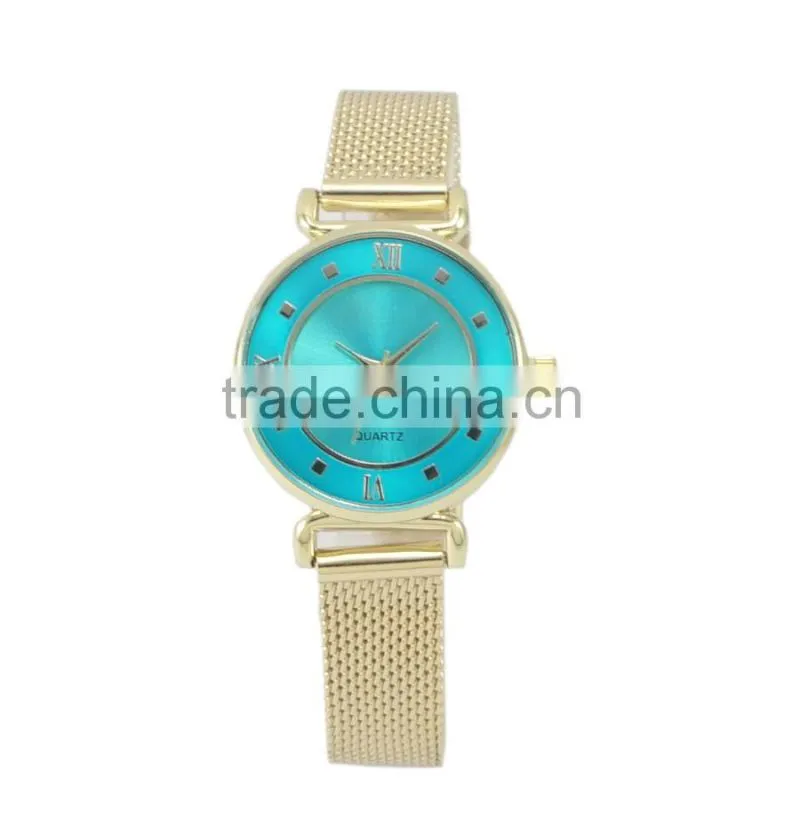 Hot selling new fashion design mesh band colorful dial female watches make your own watch