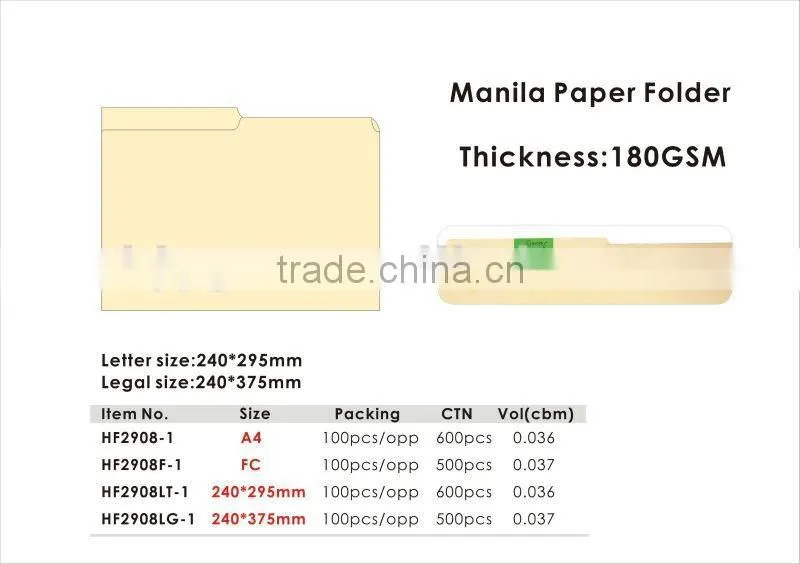 A4/FC/Letter Size/Legal Size Manila Paper File Folder