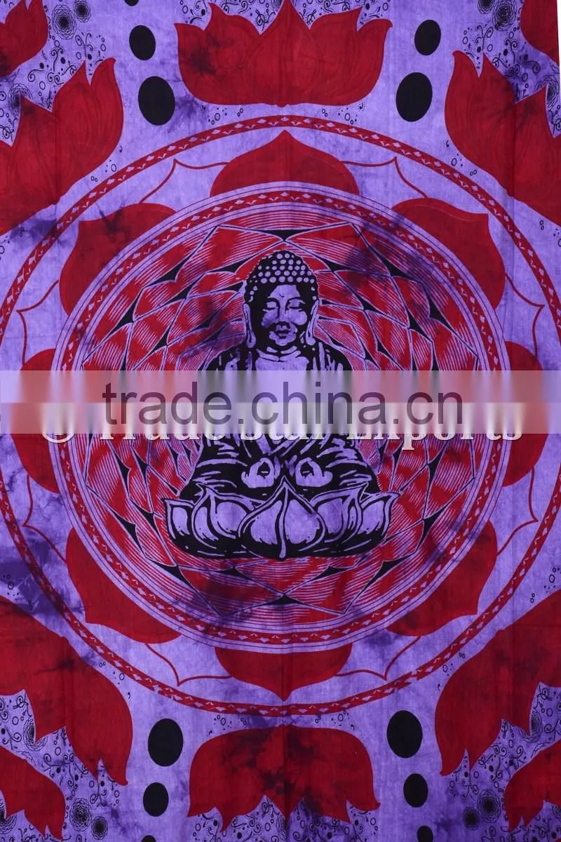 Hippie Boho Cotton Twin Buddha Meditation Lotus Wall Art Bohemian Wall Hanging Tapestry