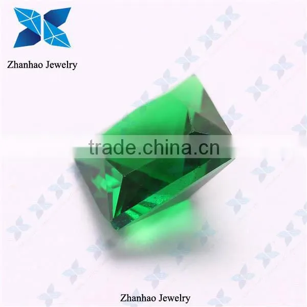 Wuzhou wholesale asscher cut dark green glass