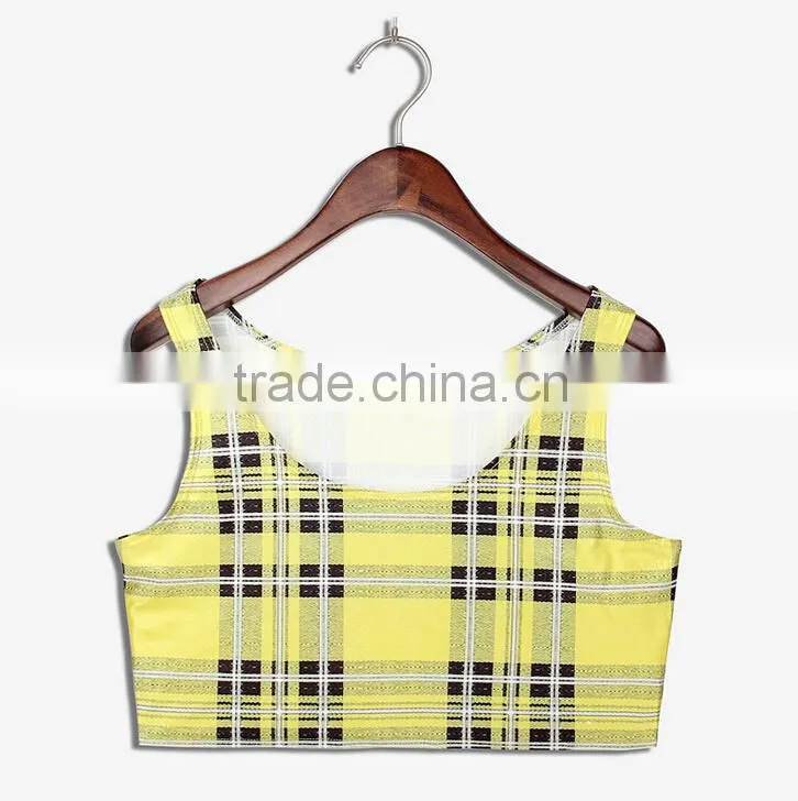 Latest Tops Designs Girls Yellow Checks Print Vest N7-28