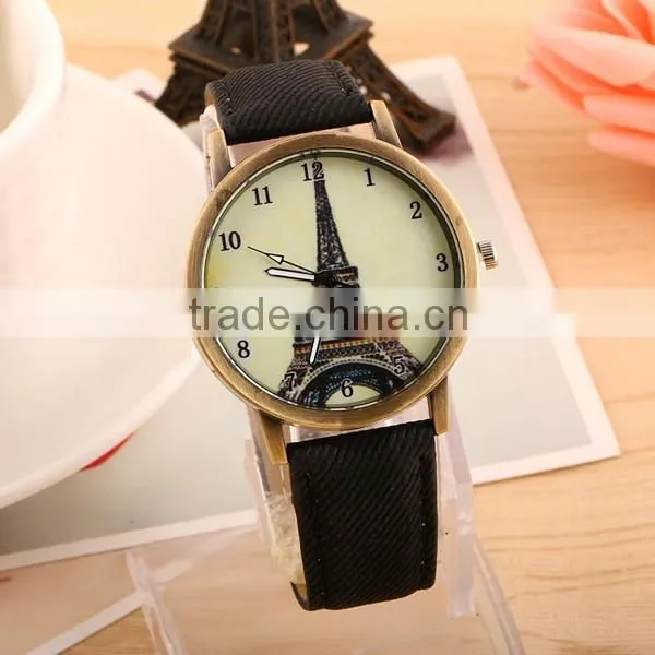 Wholesale Newest Retro Canvas Tower Watch Design