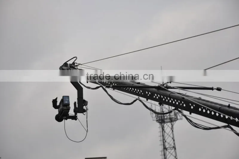 Professional camera crane triangle jimmy jib with 14m triangle and motorized head