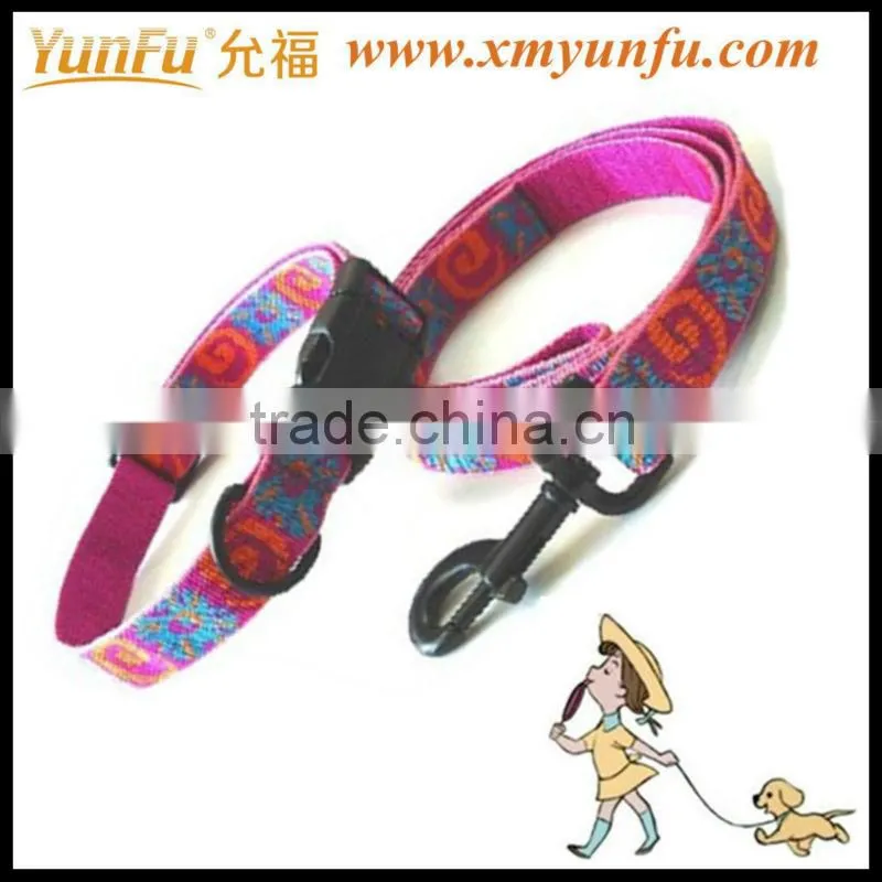 Pet accessories Blue textile printing dog collar leash