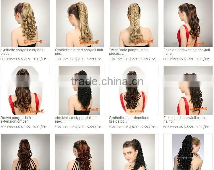 Synthetic red curly clip-in ponytail hair extension, wigs hair accessories