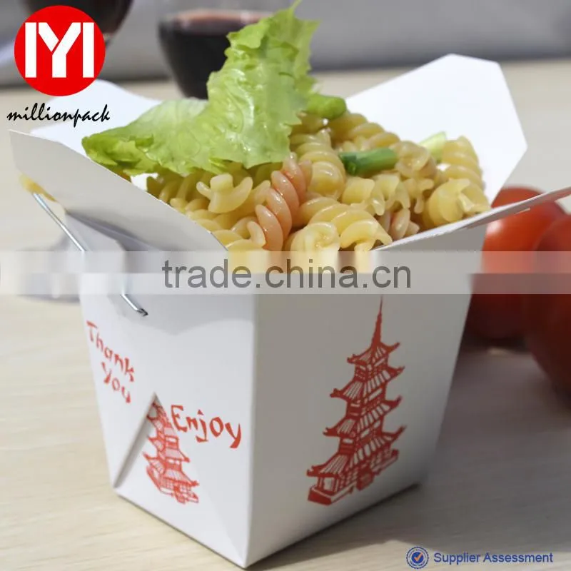 customise 16oz paper noodle box with wire handle