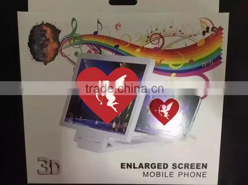 Hot Portable Plastic 3D Enlarge Stand LCD LED screen cellphone mobile phone screen magnifier with holder ans speaker