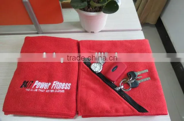 microfiber zipper pocket sport towel