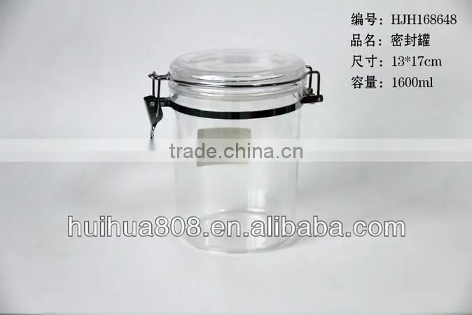 470ml wholesale hermetic airtight plastic jam jar with mental clip for food factory