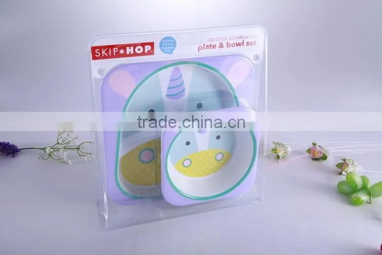 Cow design melamine dinner set for children , bowl and plate set for children, melamine dinner square set