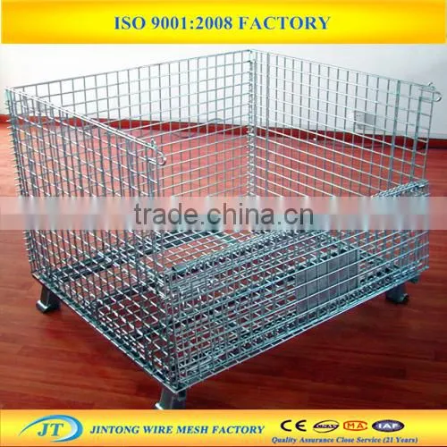 heavy duty rigid collapsable wire mesh container/storage cage
