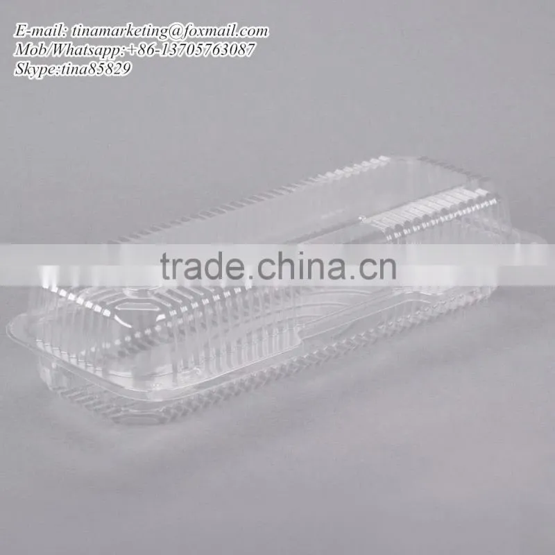 Clear Hinged Plastic Clamshell Food Container, Take Out Packaging Box for Cake, Cookie, Bread, Cheap Price