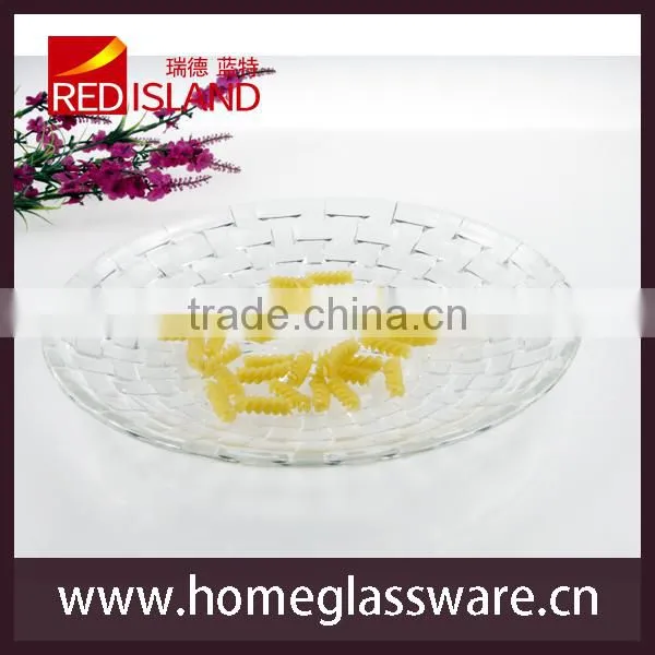 embossed Weave mesh clear depression glass plate 10'' 8" 7"