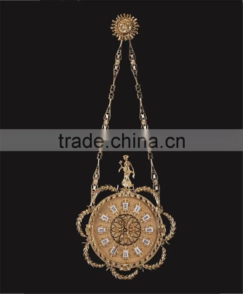 Luxury Antique Brass With 24K Gold Plated Angels Wall Clock, Classic Wall Decorative Hanging Brass Clock